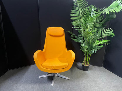 Pre-owned IKEA Karlstad swivel chair high back star-shaped base vibrant orange