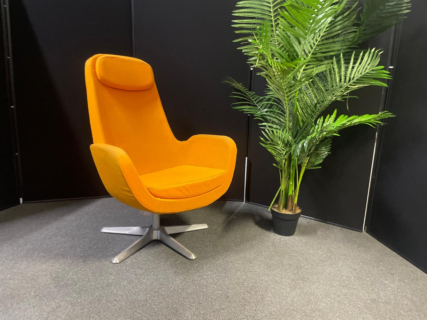 Pre-owned IKEA Karlstad swivel chair high back star-shaped base vibrant orange