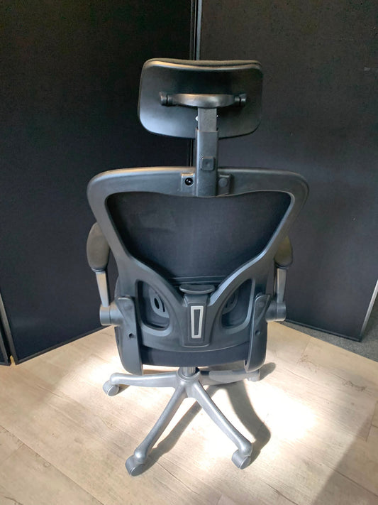 Used office chair high back ergonomic adjustable arms Black with head rest