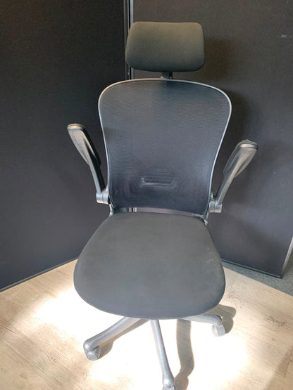 Used office chair high back ergonomic adjustable arms Black with head rest