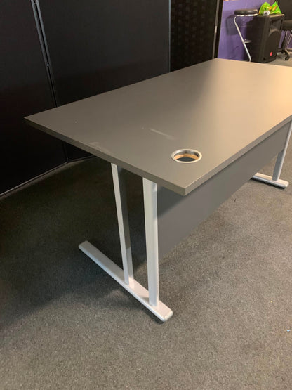 Used Desk rectangular grey cantilever leg table 140cm x 80cm