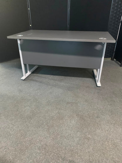 Used Desk rectangular grey cantilever leg table 140cm x 80cm