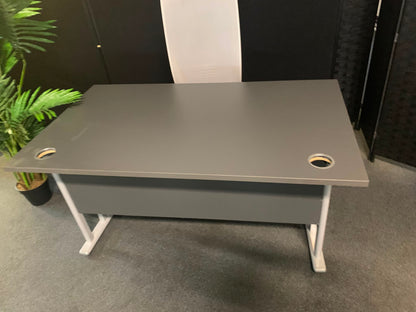 Used Desk rectangular grey cantilever leg table 140cm x 80cm