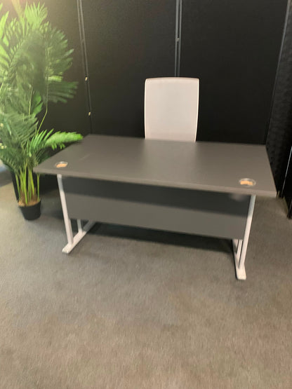 Used Desk rectangular grey cantilever leg table 140cm x 80cm