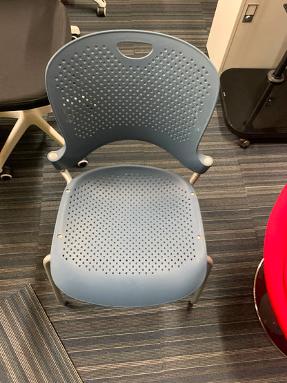 Used Herman Miller Caper blue stacking meeting office desk conference boardroom chair arm less