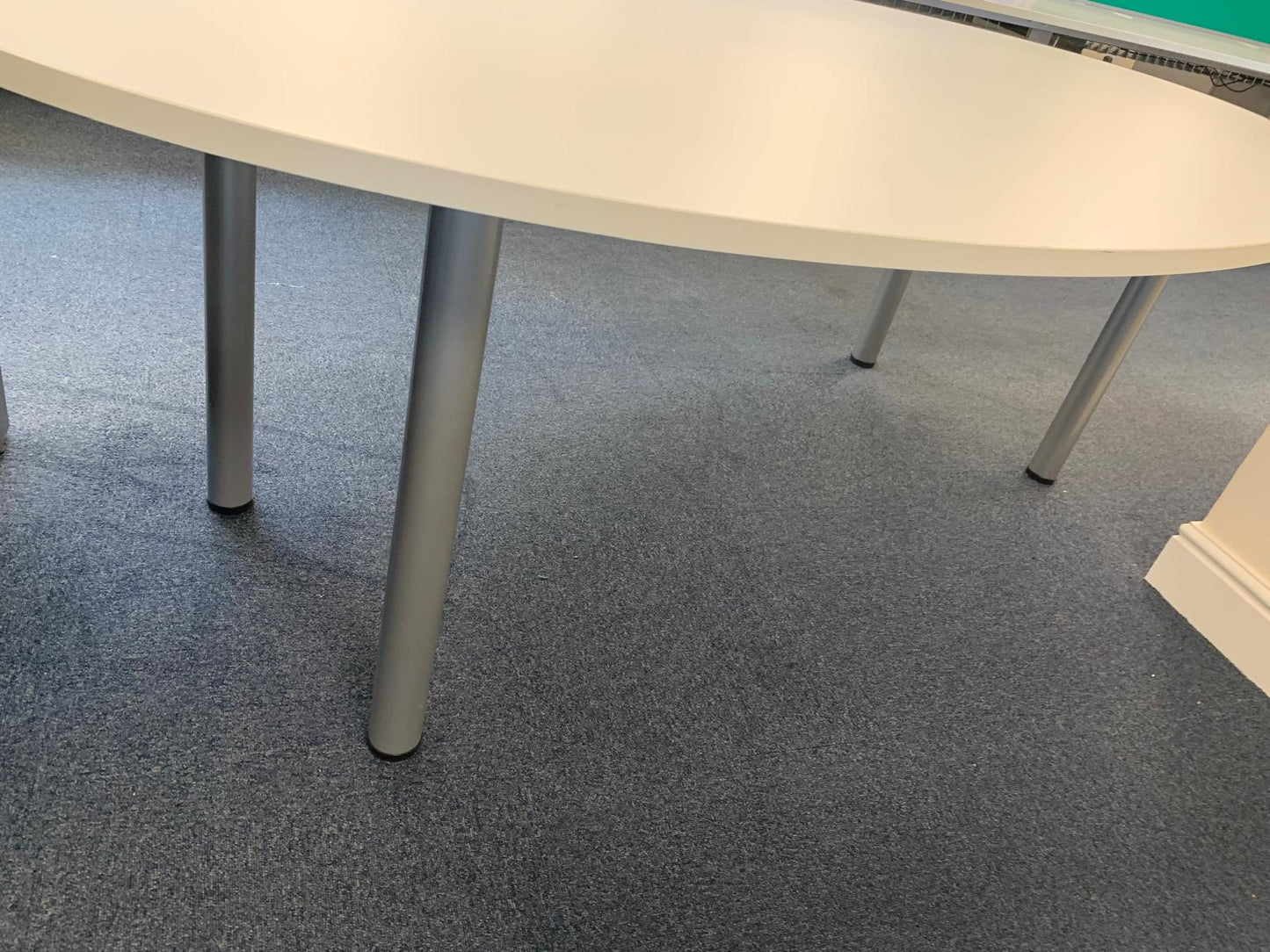 Pre-owned Boardroom table Meeting Conference white top grey stick legs 220cm x 120cm