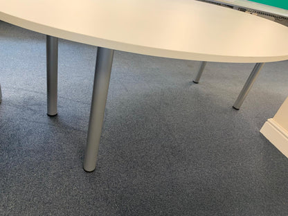 Pre-owned Boardroom table Meeting Conference white top grey stick legs 220cm x 120cm
