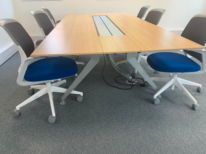 Used Steelcase Four Point Eight Technology  Conference meeting table light wood 246cm x 120cm