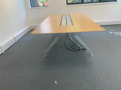 Used Steelcase Four Point Eight Technology  Conference meeting table light wood 246cm x 120cm