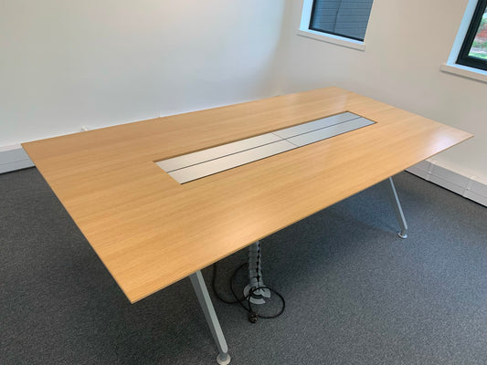 Used Steelcase Four Point Eight Technology  Conference meeting table light wood 246cm x 120cm