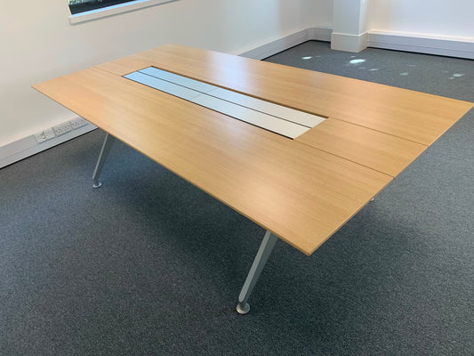 Used Steelcase Four Point Eight Technology  Conference meeting table light wood 246cm x 120cm