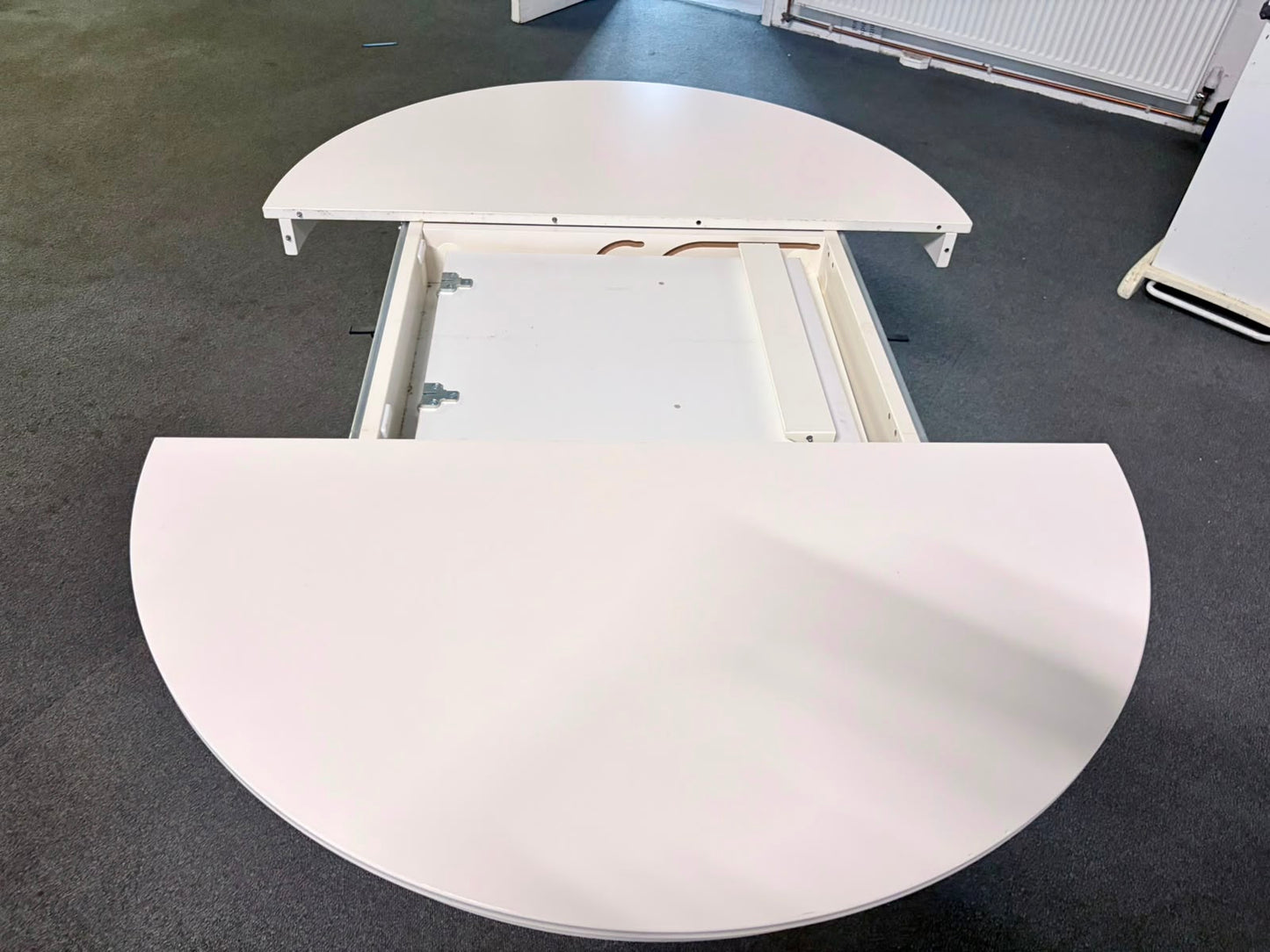 USED IKEA ROSENTORP extendable dining table in white with pedestal base