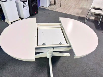USED IKEA ROSENTORP extendable dining table in white with pedestal base