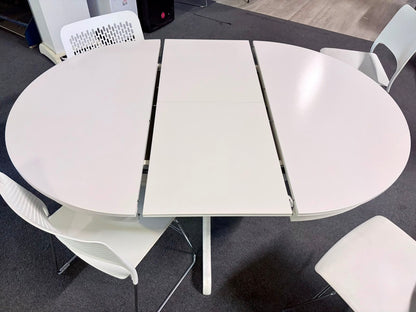 USED IKEA ROSENTORP extendable dining table in white with pedestal base