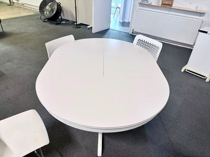 USED IKEA ROSENTORP extendable dining table in white with pedestal base