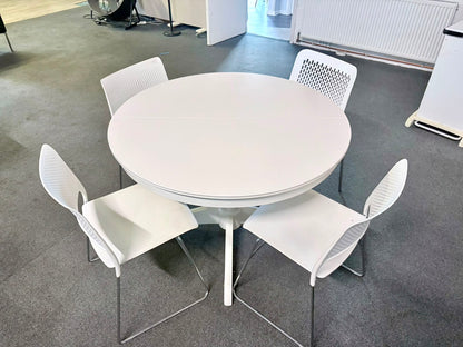 USED IKEA ROSENTORP extendable dining table in white with pedestal base