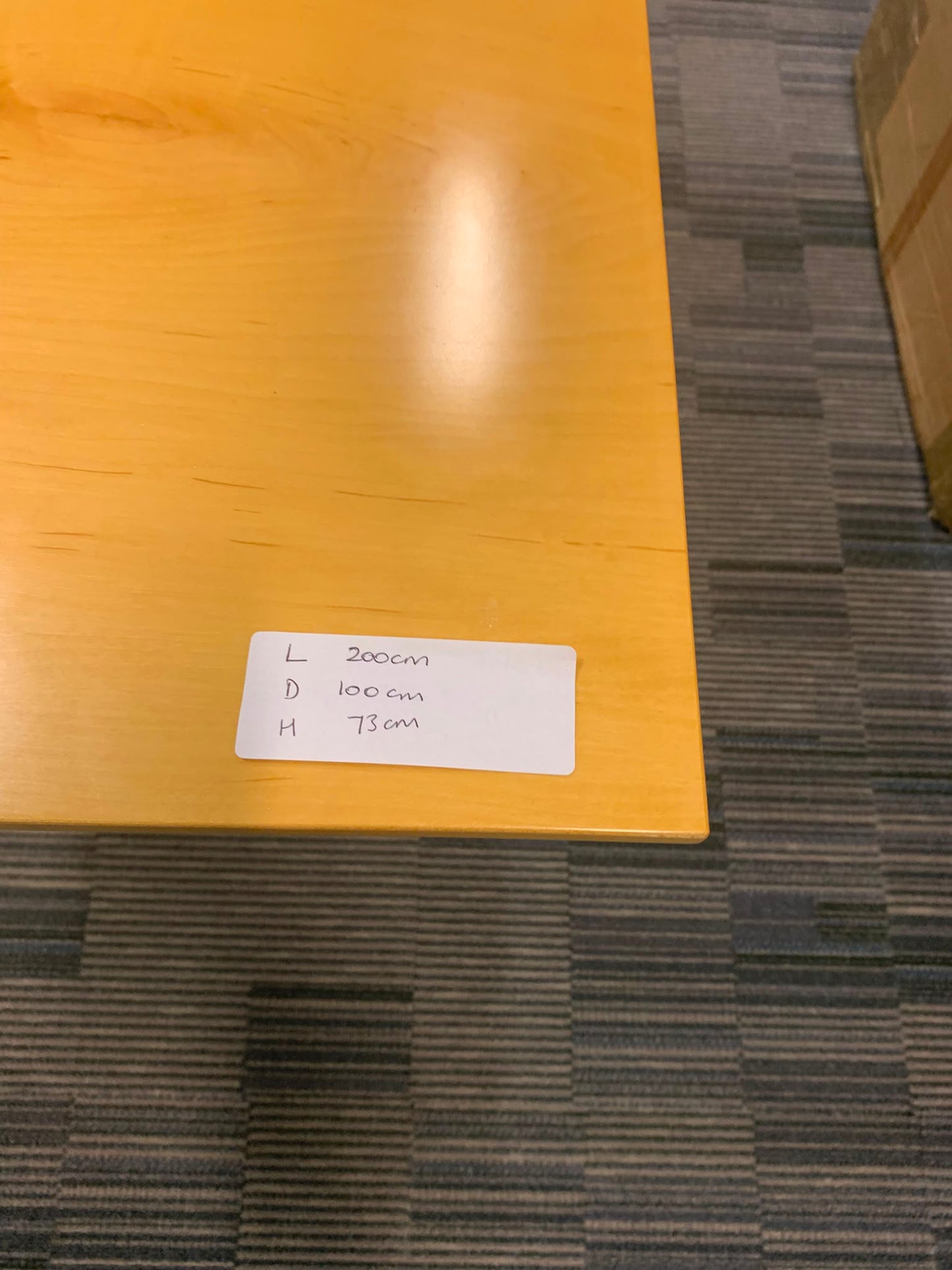 Used Boardroom Table Rectangular wood finish Office elegant metal leg table w 200cm d 100cm h 73cm