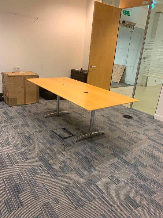Used Boardroom Table Rectangular wood finish Office elegant metal leg table w 200cm d 100cm h 73cm