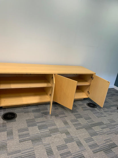 Preowned Credenza Boardroom storage sideboard Office TV stand wood veneer finish H  75cm w  206cm D 60cm