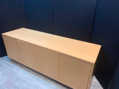 Preowned Credenza Boardroom storage sideboard Office TV stand wood veneer finish H  75cm w  206cm D 60cm