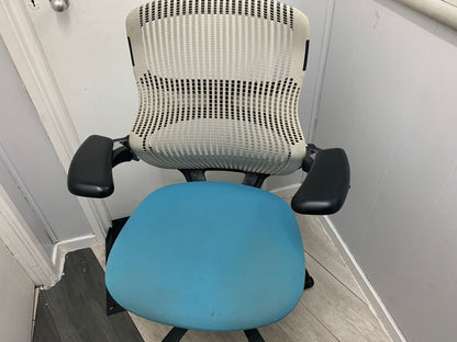 Used Knoll Generation Task Office Chair Light Grey Mesh Back light blue seat pad £290 each chair