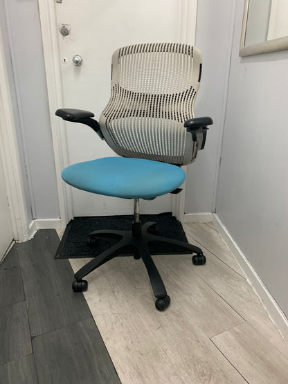 Used Knoll Generation Task Office Chair Light Grey Mesh Back light blue seat pad £290 each chair