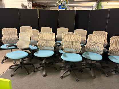 Used Knoll Generation Task Office Chair Light Grey Mesh Back light blue seat pad £290 each chair
