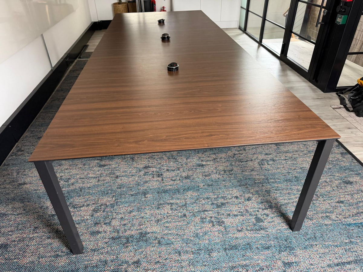 Used boardroom table meeting Large wood finish conference rectangular table w142cm x h73cm x d382cm