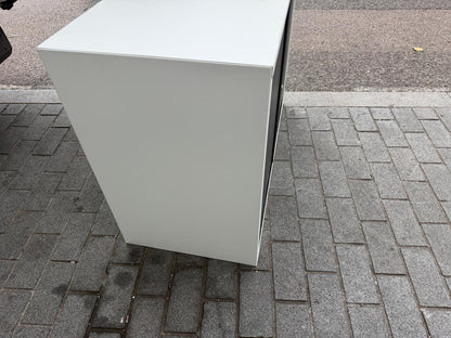 Preowned Tambour Grey doors white body Double Rolling Doors Office storage w100cm x d47cm h73cm