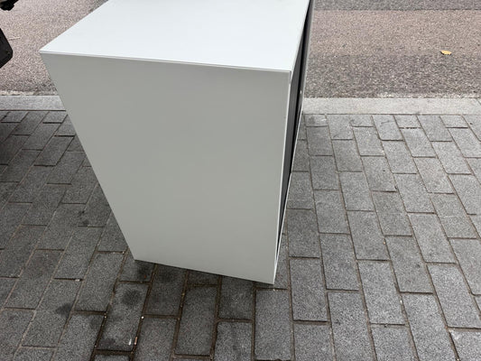 Preowned Tambour Grey doors white body Double Rolling Doors Office storage w100cm x d47cm h73cm