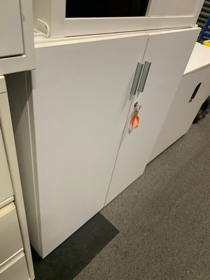 Used storage cupboard double door 2 door office  with vertical silver