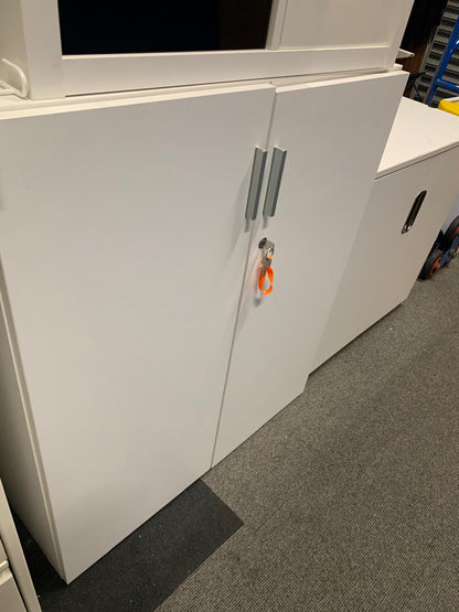 Used storage cupboard double door 2 door office  with vertical silver