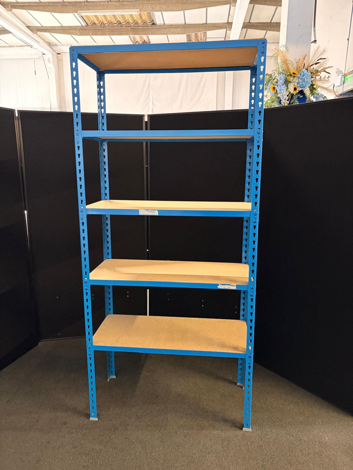 Used Shelving Unit Heavy Duty Office Garage Storage 5 Tier Blue Racking