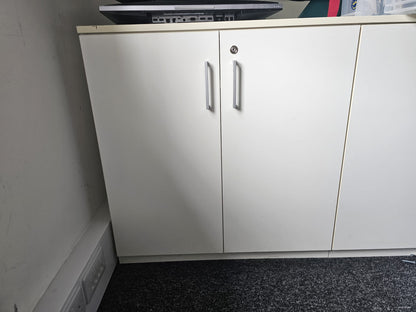 White Office Cupboard Storage Unit H: 123cm, 83.5cm, D:44cm  W:80cm