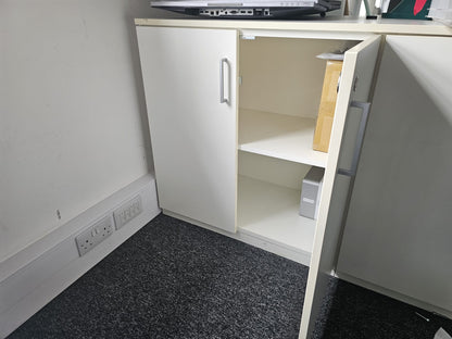 White Office Cupboard Storage Unit H: 123cm, 83.5cm, D:44cm  W:80cm