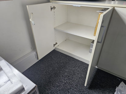 White Office Cupboard Storage Unit H: 123cm, 83.5cm, D:44cm  W:80cm