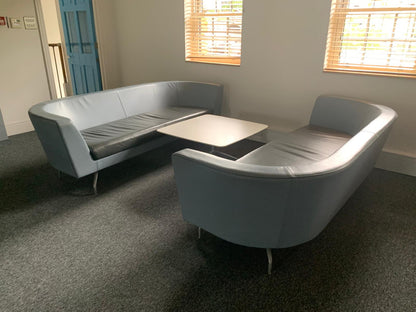 Orangebox low white Square coffee table with chrome base 80cm x 80cm H:46cm