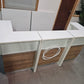 Used Second hand White and Wood Office Reception Desk with countertop H:117cm D:80cm W:240cm