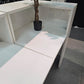 Used Second hand White and Wood Office Reception Desk with countertop H:117cm D:80cm W:240cm