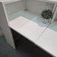 Used Second hand White and Wood Office Reception Desk with countertop H:117cm D:80cm W:240cm