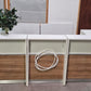 Used Second hand White and Wood Office Reception Desk with countertop H:117cm D:80cm W:240cm