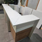 Used Second hand White and Wood Office Reception Desk with countertop H:117cm D:80cm W:240cm