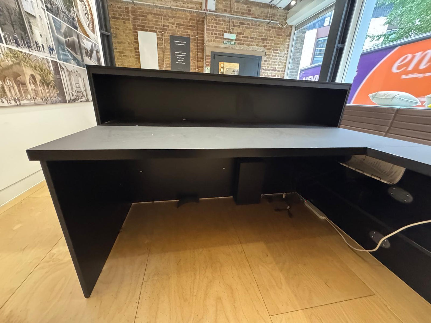 High Quality Black Office High Gloss Reception L Shape/Corner Desk