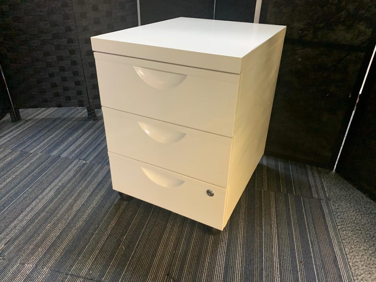 Used IKEA Erik White Metal Office pedestal with 3 Drawers on Wheels