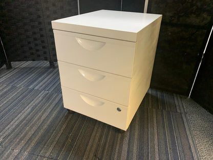 Used IKEA Erik White Metal Office pedestal with 3 Drawers on Wheels