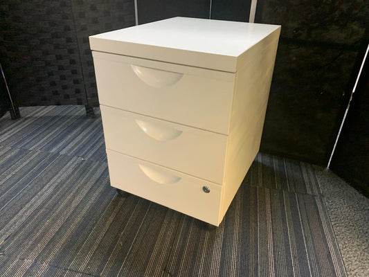 Used IKEA Erik White Metal Office pedestal with 3 Drawers on Wheels