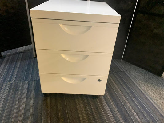 Used IKEA Erik White Metal Office pedestal with 3 Drawers on Wheels