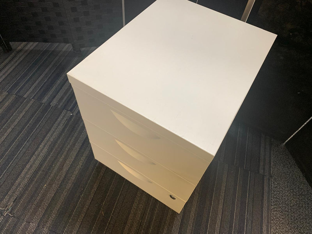 Used IKEA Erik White Metal Office pedestal with 3 Drawers on Wheels