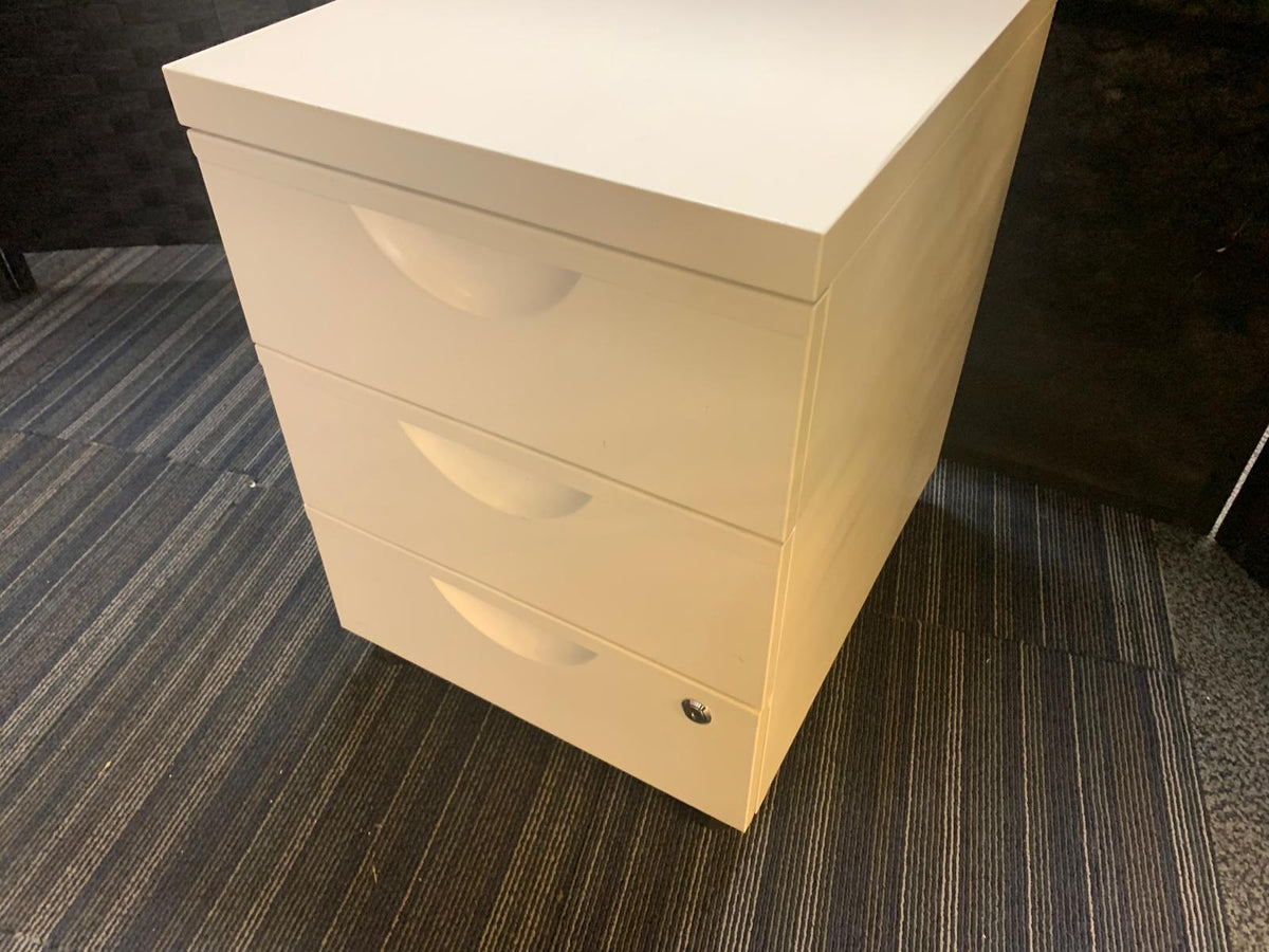Used IKEA Erik White Metal Office pedestal with 3 Drawers on Wheels