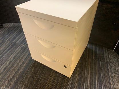 Used IKEA Erik White Metal Office pedestal with 3 Drawers on Wheels